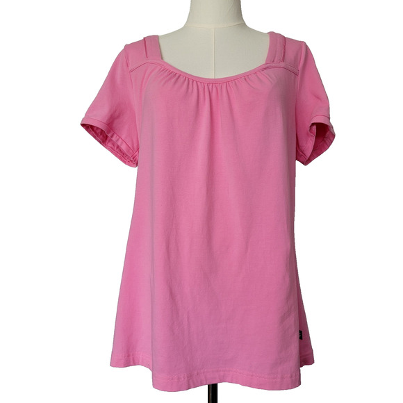 Nick & Nora Pink Short Sleeve Pajama Top Sleepwear Sz L Casual Loungewear Y2K - Picture 1 of 7